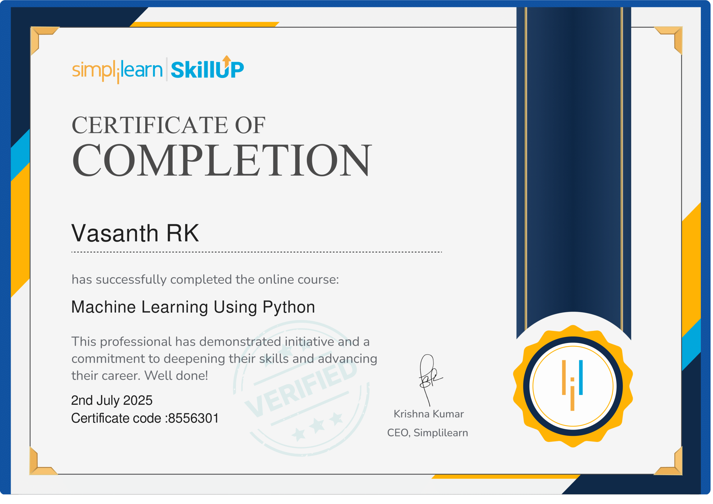 Machine learning using Python