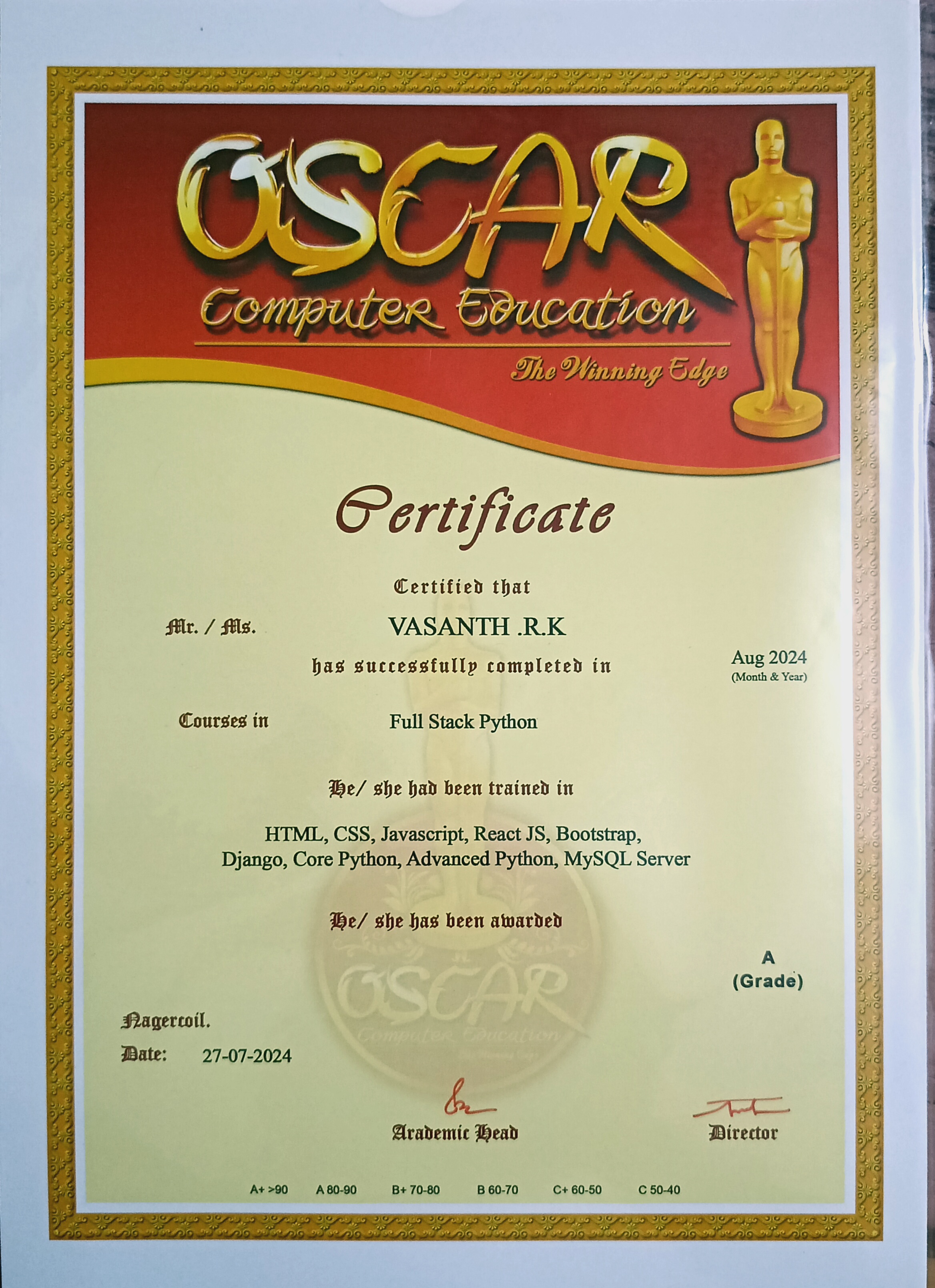 Certificate